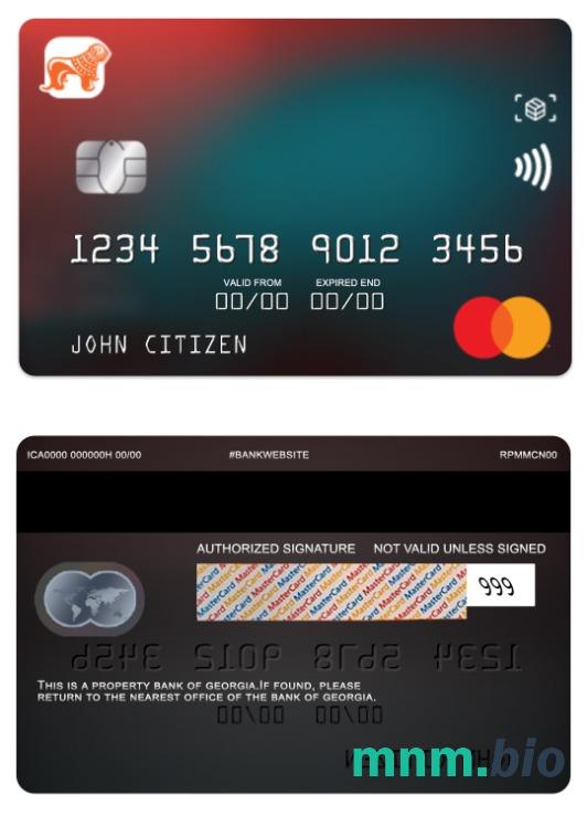 Georgia Bank of Georgia standart przykład karty mastercard w formacie PSD